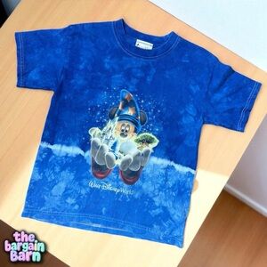 Walt Disney World Kids 90’s Vintage Fantasia Wizard Mickey Mouse Tie-Dye Tee (S)